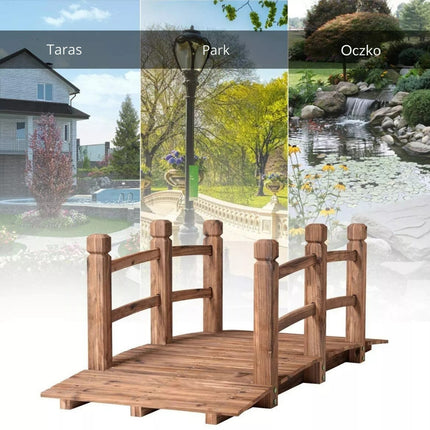 Drewniany mostek ogrodowy 150 cm | Stylowa kładka z drewna do ogrodu, dekoracyjna i funkcjonalna