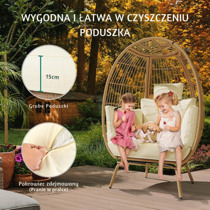 Elegancki fotel wiklinowy z poduszkami – stylowe i wygodne siedzisko do salonu, ogrodu i tarasu