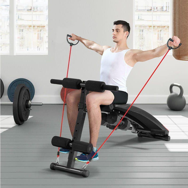 Abdominal bench with rubber rope and dumbbells-1