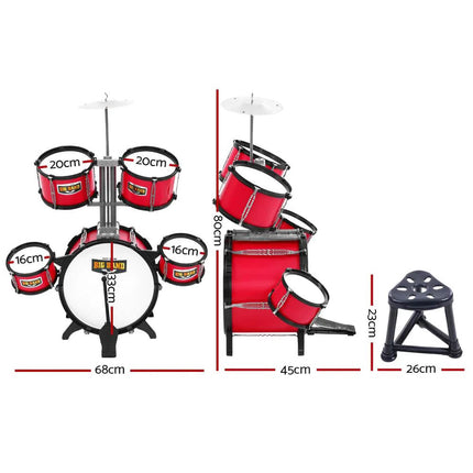 Game drum set with chair, burgundy-3