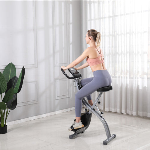 Exercise bike with backrest and rubber rope-3